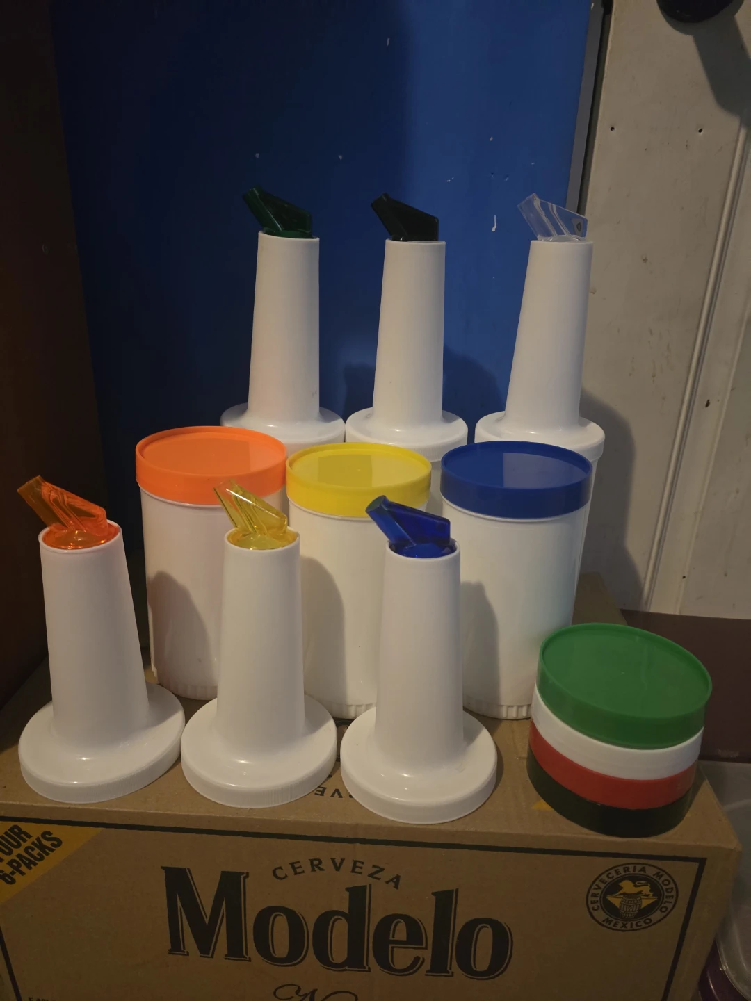 Bar Speed Pourers with Caps - Set of 7.  6 new & 1 use