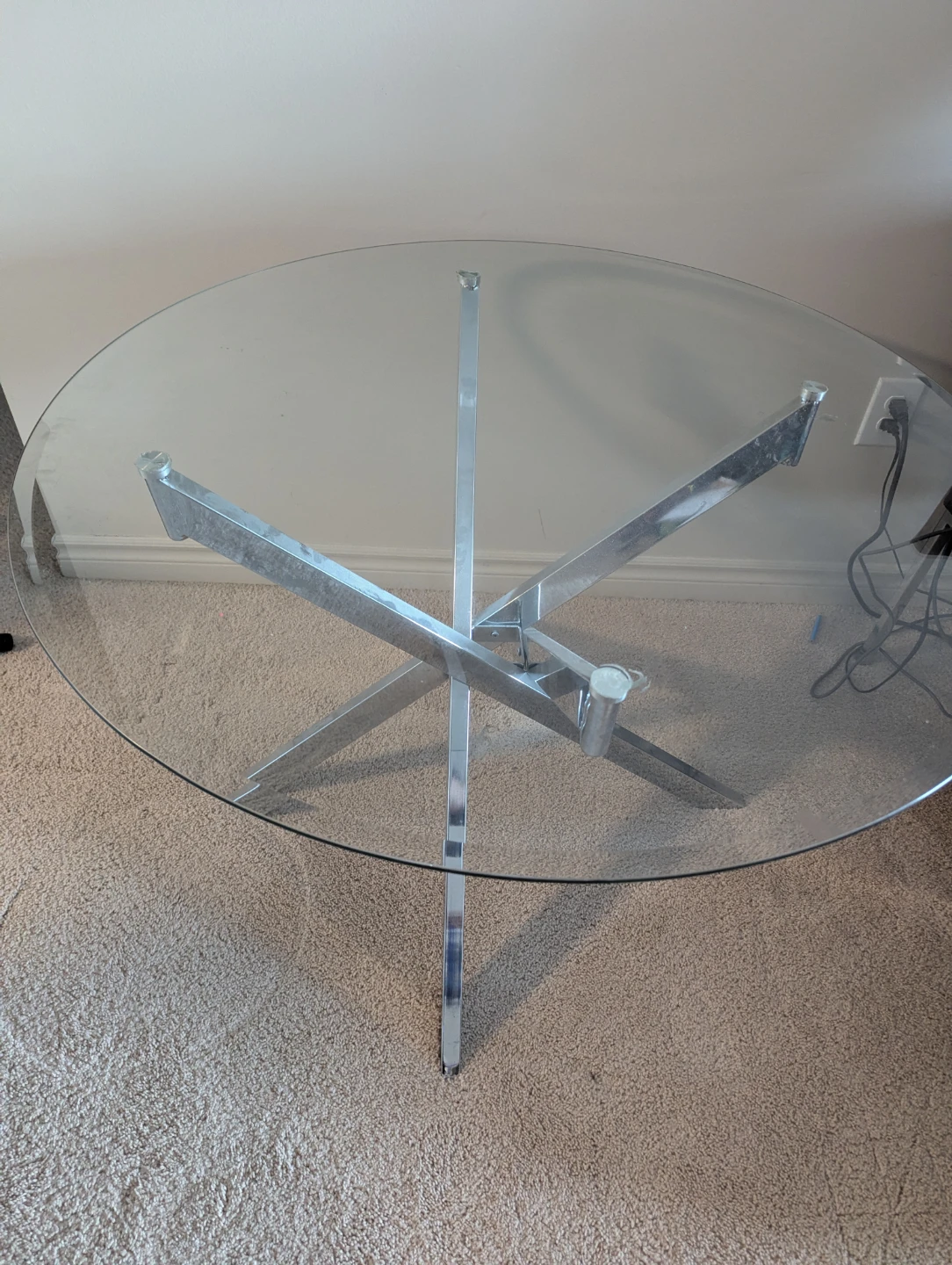 Glass Top Dining Table with Chrome Base