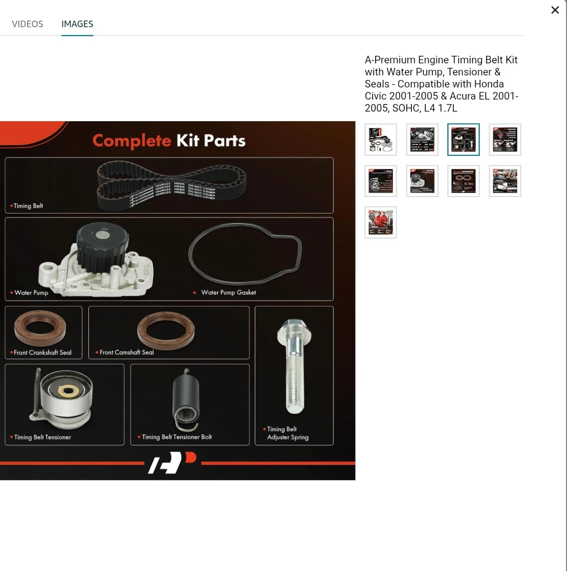 A-Premium Engine Timing Belt Kit with Water Pump - photo 2