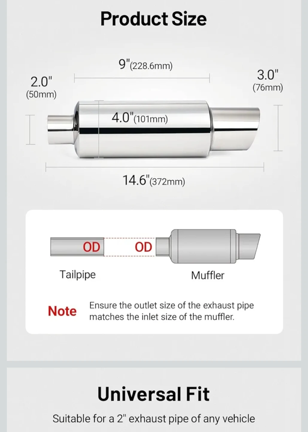 Exhuast Tip (2" inlet and 3" outlet)