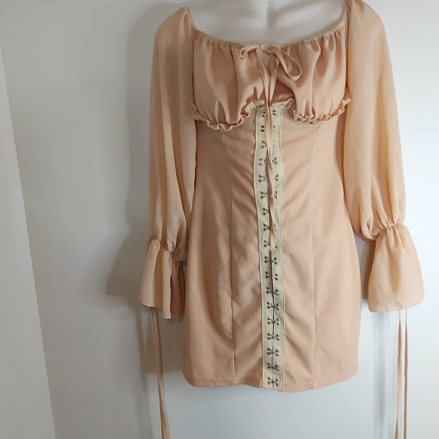 PrettyLittleThing Peach Corset Dress - Size UK 8 / US 4