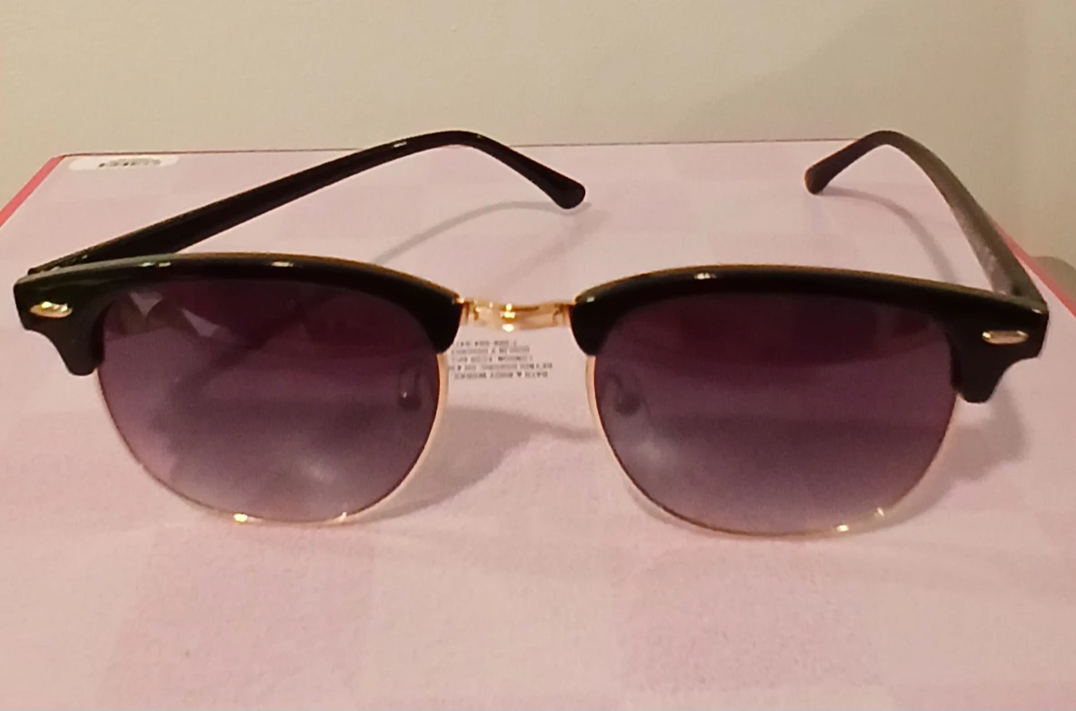 Black Clubmaster Sunglasses with Gold Accents - photo 5