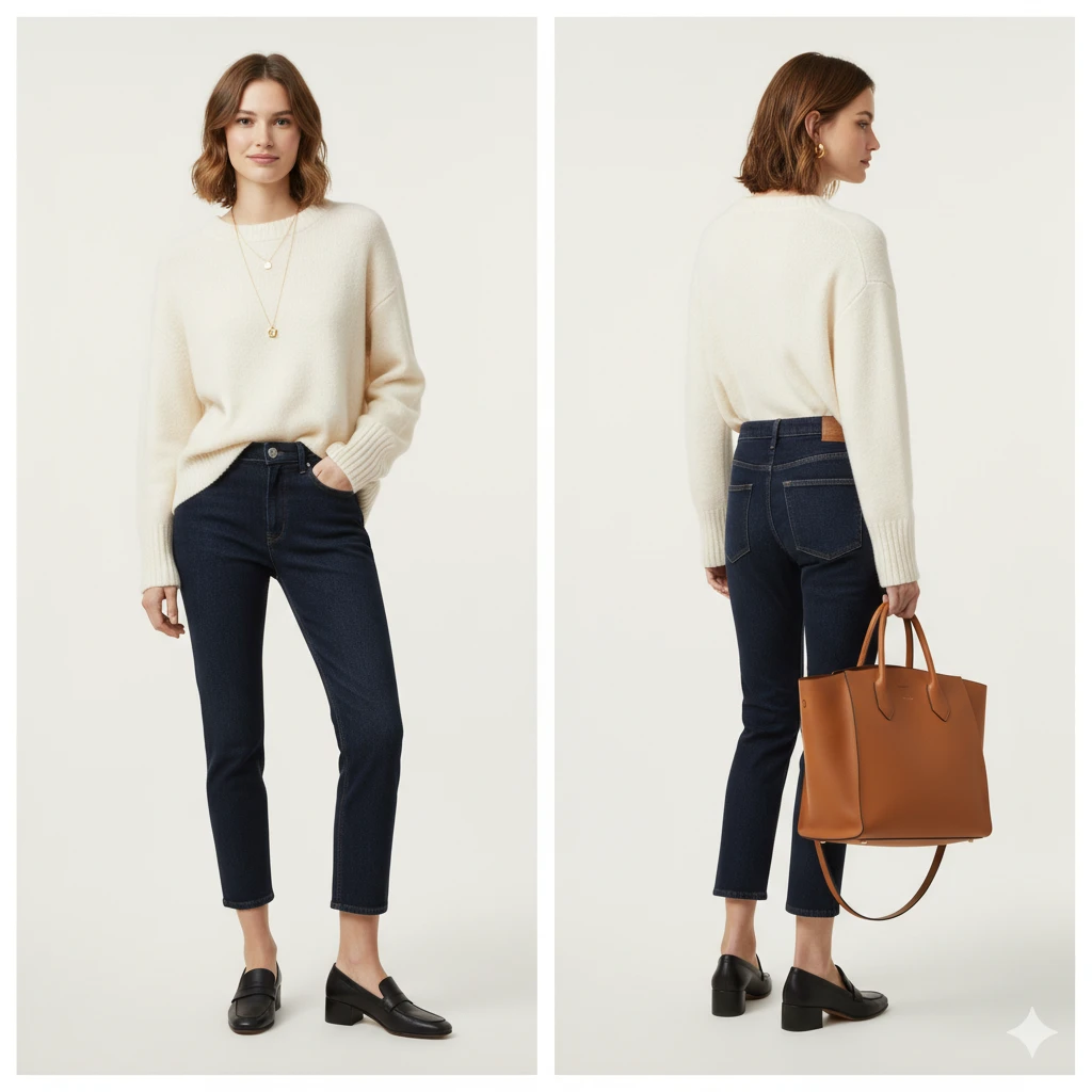 Toteme High-Rise Tailored Cropped Jeans in Dark Indigo Size 26 - photo 3
