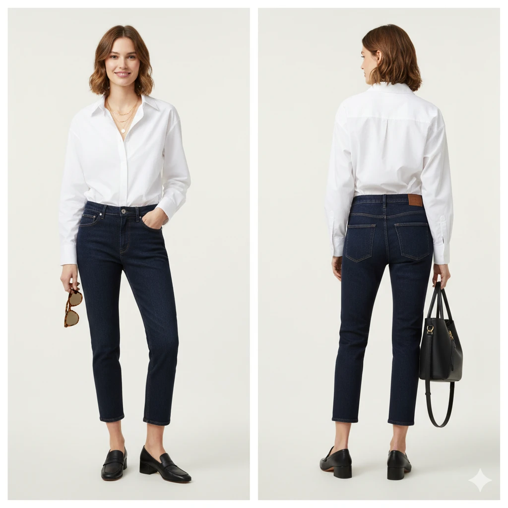 Toteme High-Rise Tailored Cropped Jeans in Dark Indigo Size 26 - photo 4
