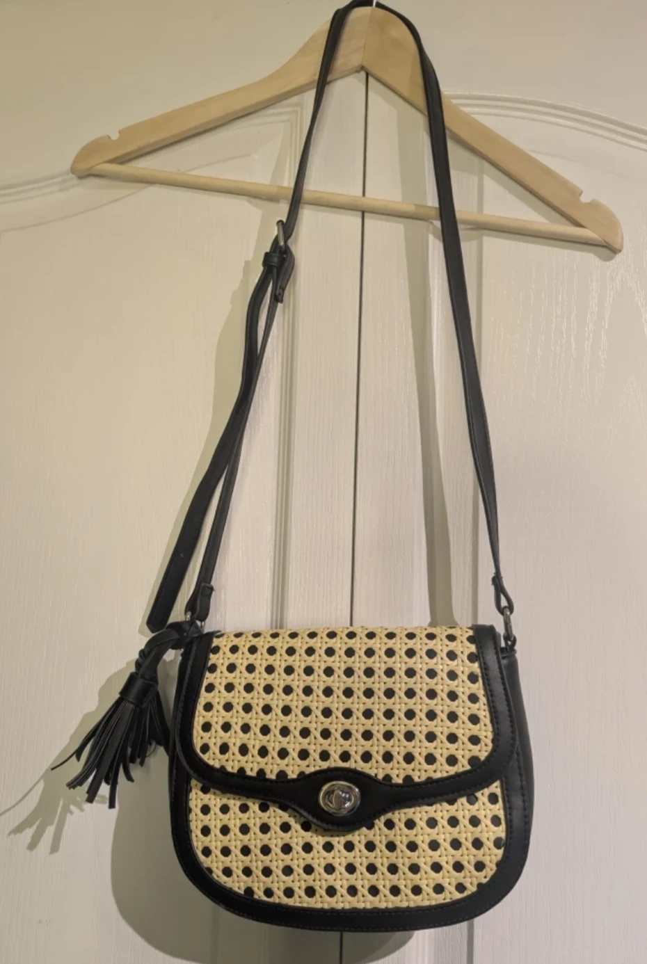 Black & Tan Woven Crossbody Bag