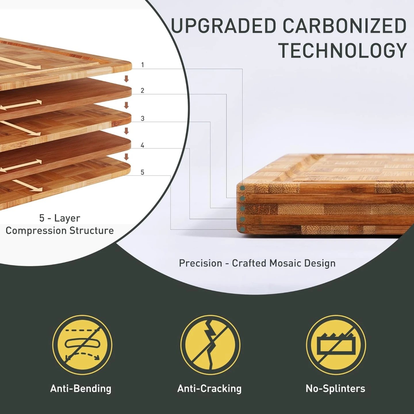 Heavy-Duty Bamboo Cutting Board with non slip and juice grooves - photo 3