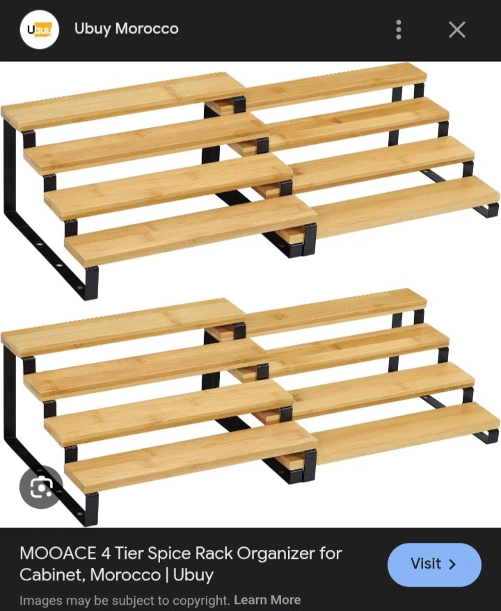 🥕 NEW!  SONGMICS 4 Tier Bamboo Spice Rack Organizer (set of 4!) - photo 5