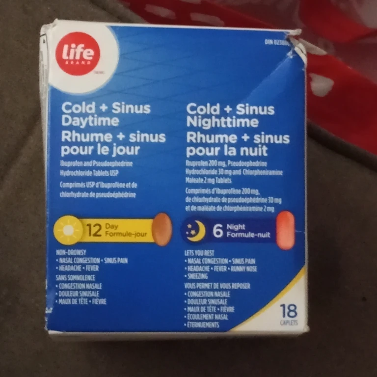 Life Brand Cold & Sinus Daytime/Nighttime Caplets - 18 Count