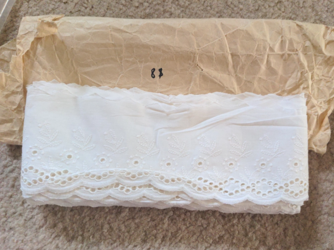 White Cotton Eyelet Trim, Vintage, from USSR