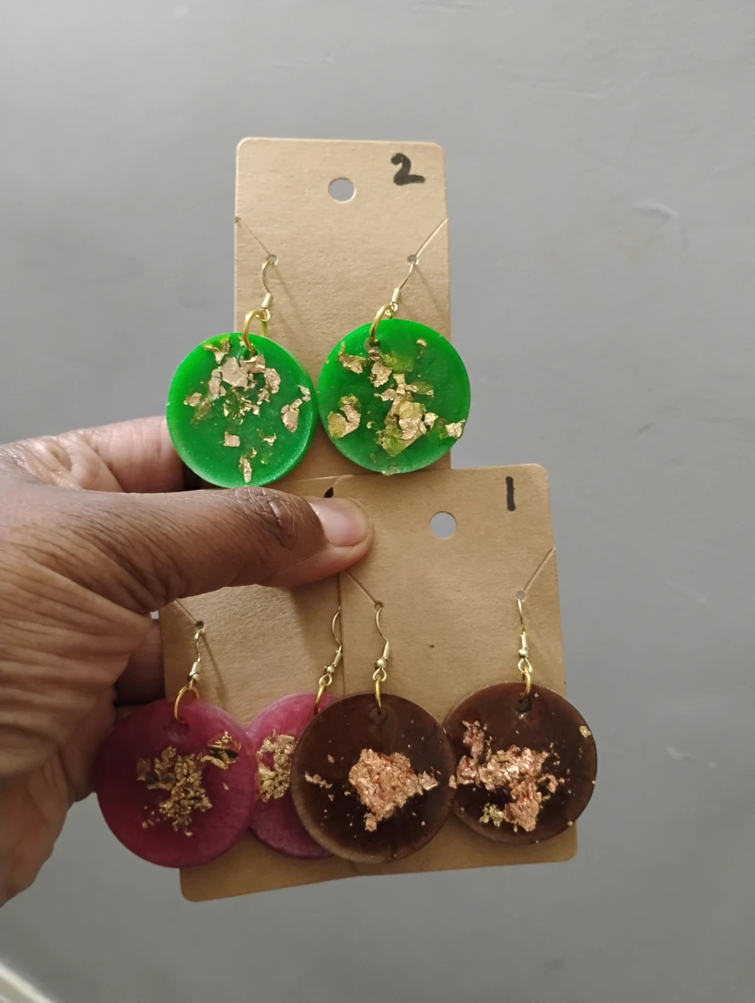 Handmade Resin Earrings with Gold Flakes