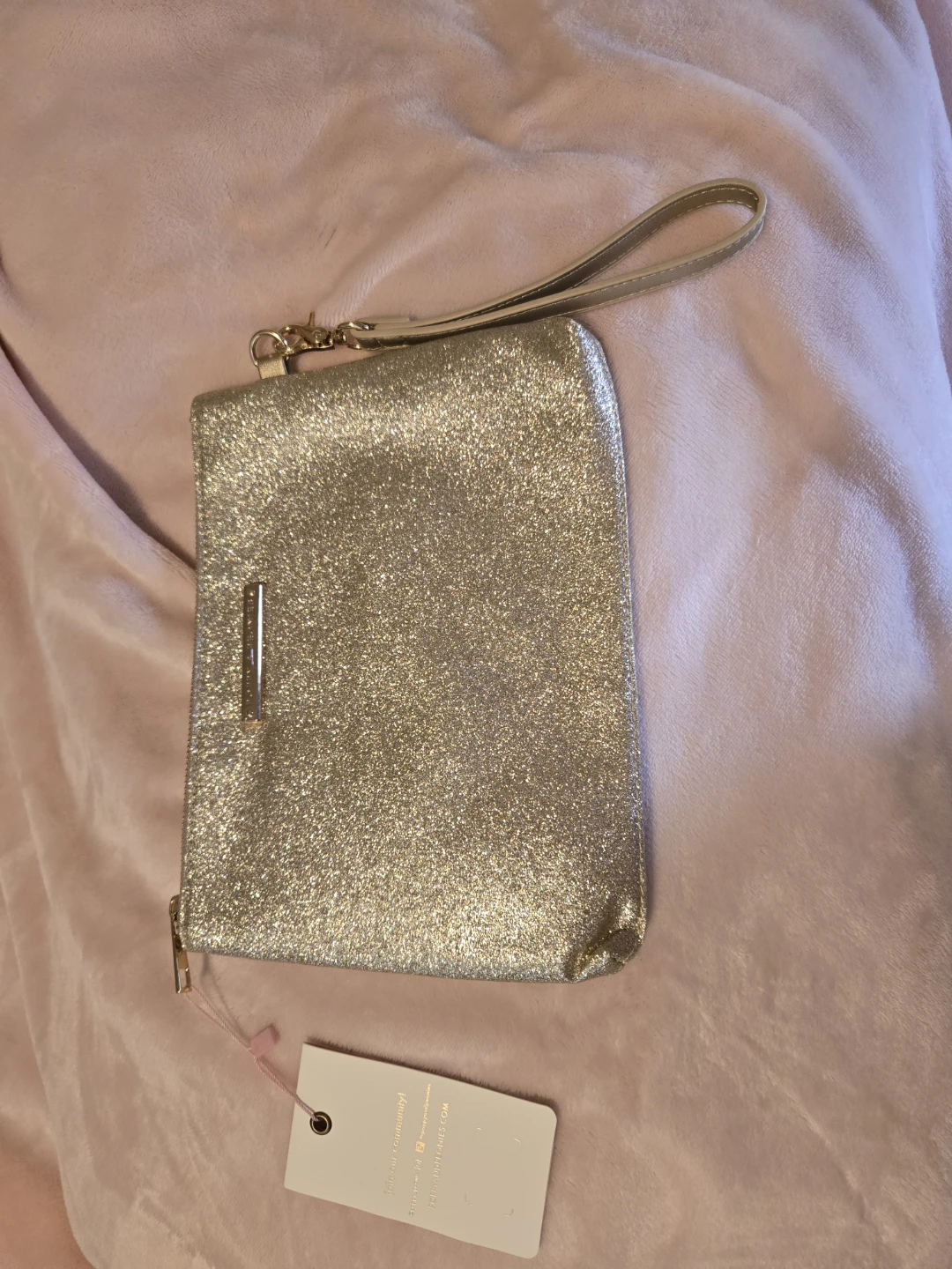 Gold Glitter Wristlet Clutch Bag
