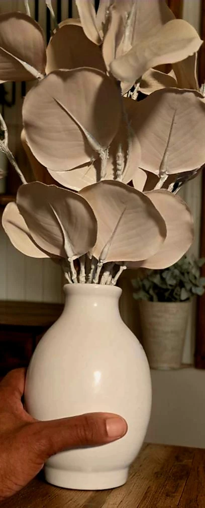 Faux Eucalyptus Stems with White Ceramic Vase - photo 4