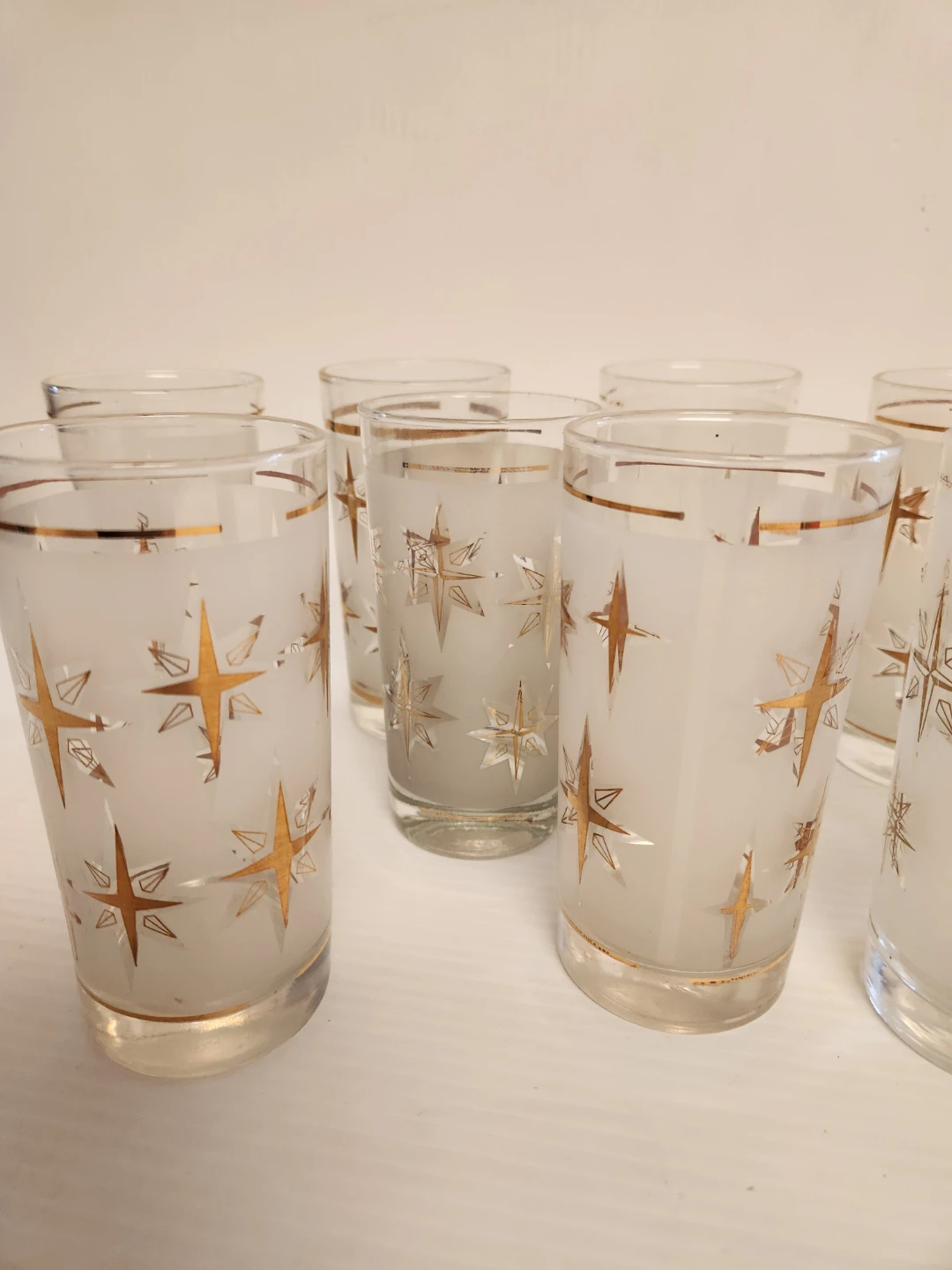 Set of 10 Vintage Frosted Starburst Glasses - photo 2