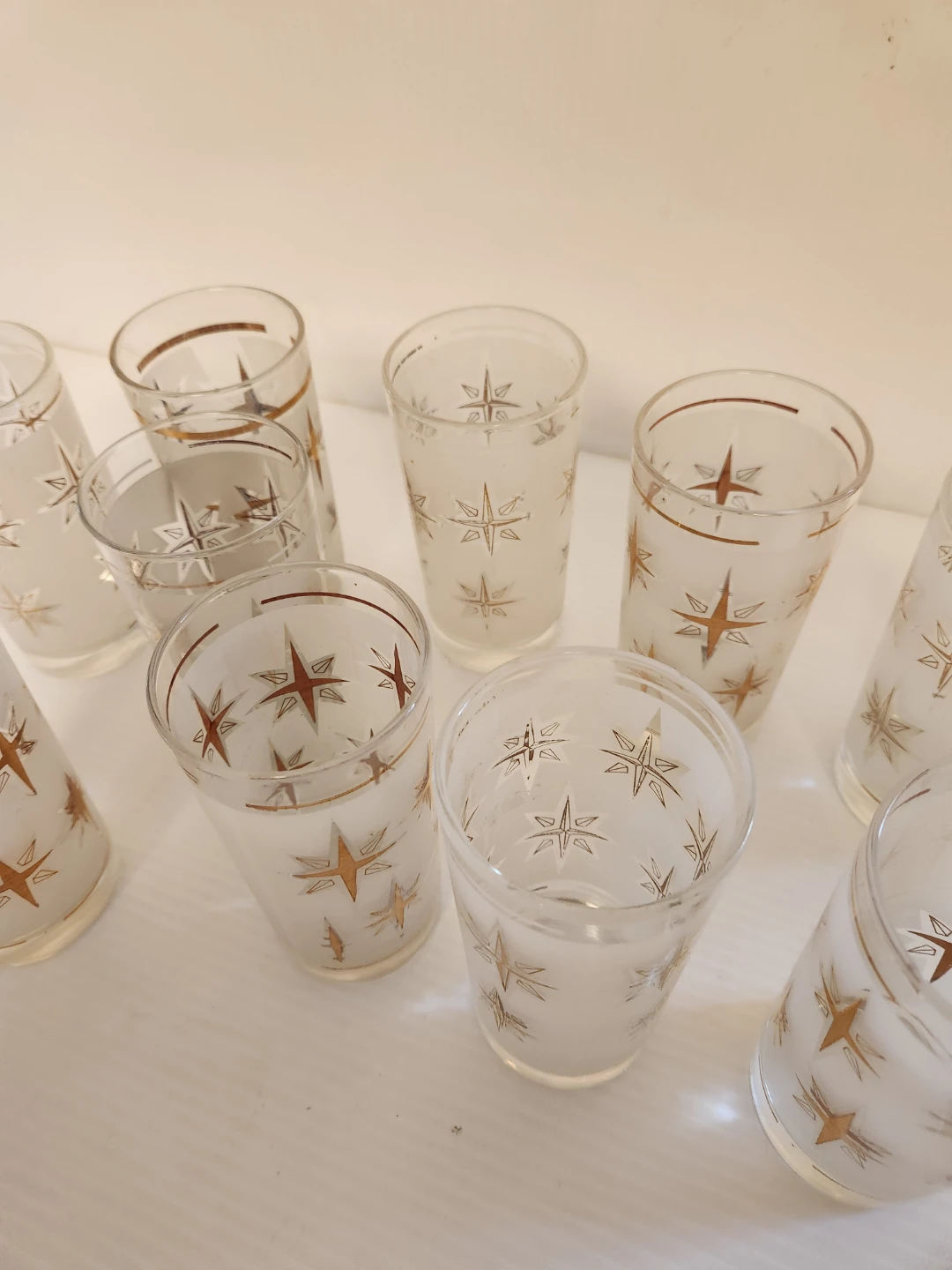Set of 10 Vintage Frosted Starburst Glasses - photo 4