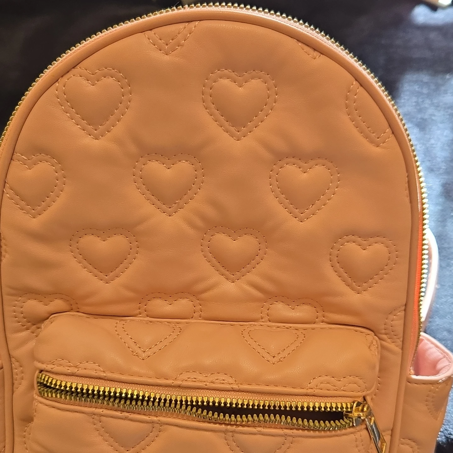 Peach Quilted Heart Mini Backpack