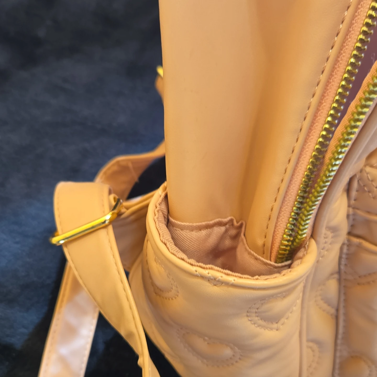 Peach Quilted Heart Mini Backpack - photo 3