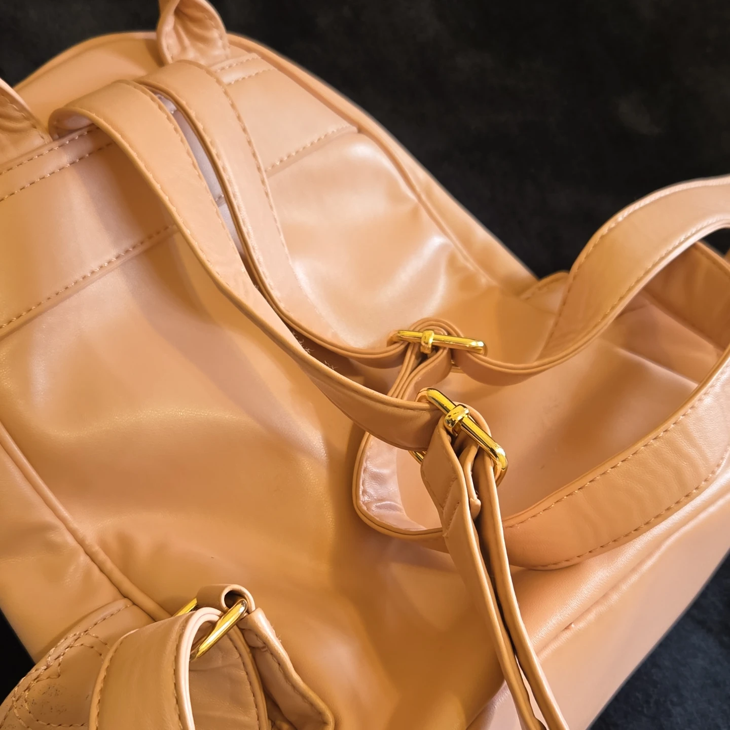 Peach Quilted Heart Mini Backpack - photo 5