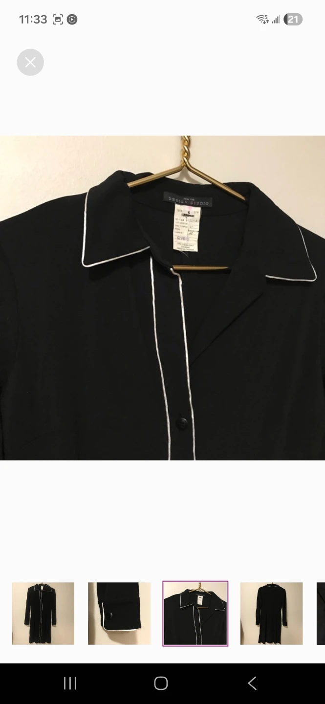 Holt Renfrew DESIGN STUDIO Black Dress with White Piping - photo 3