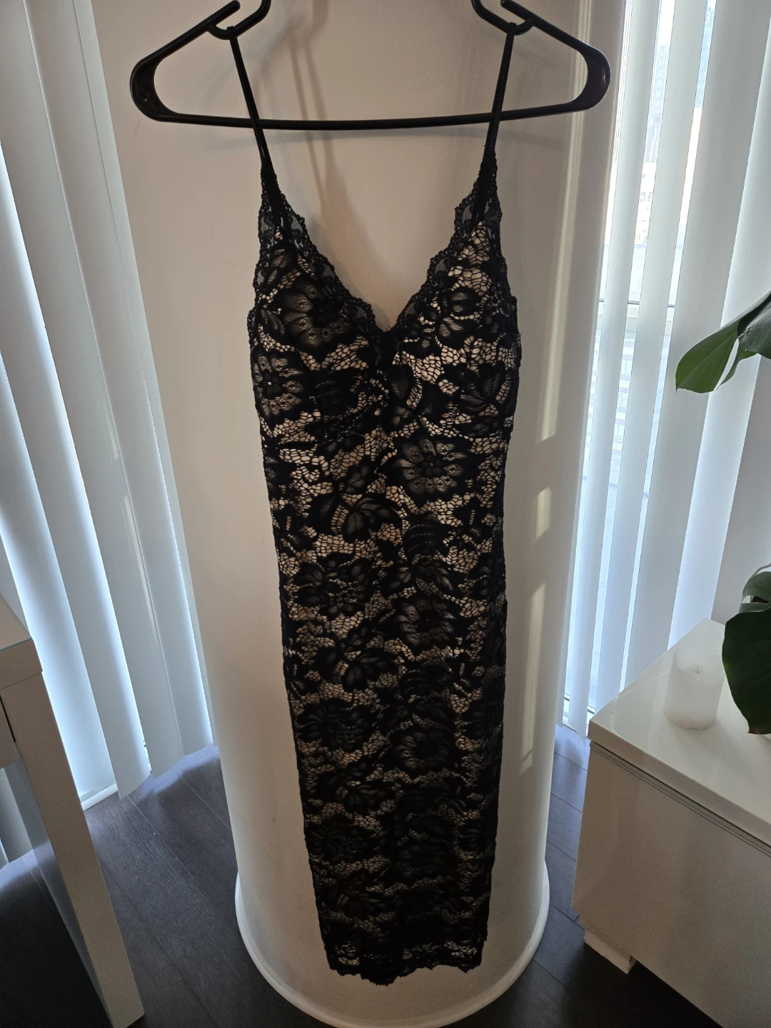 Black Lace Slip Dress from Honey