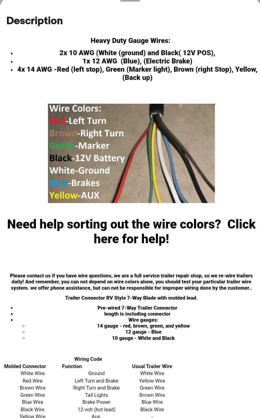 7-Way RV Trailer Trailer Plug Wiring Cable - photo 4