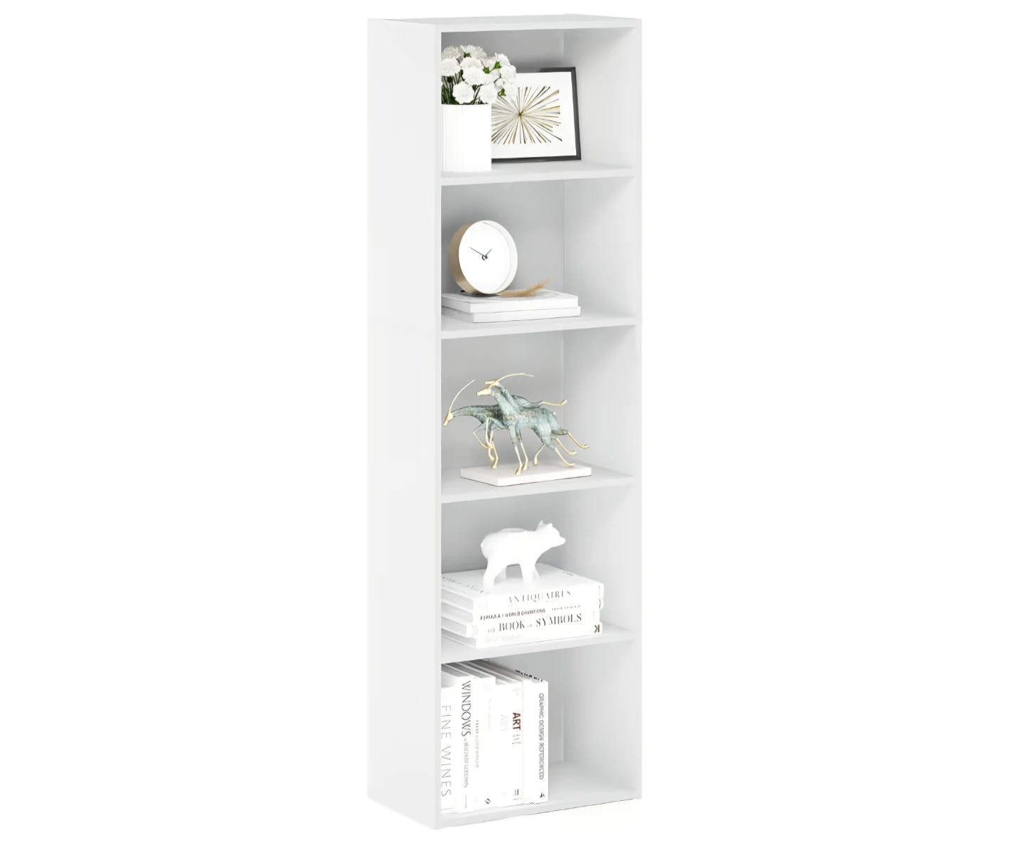 White 5-Shelf Bookshelf - photo 2