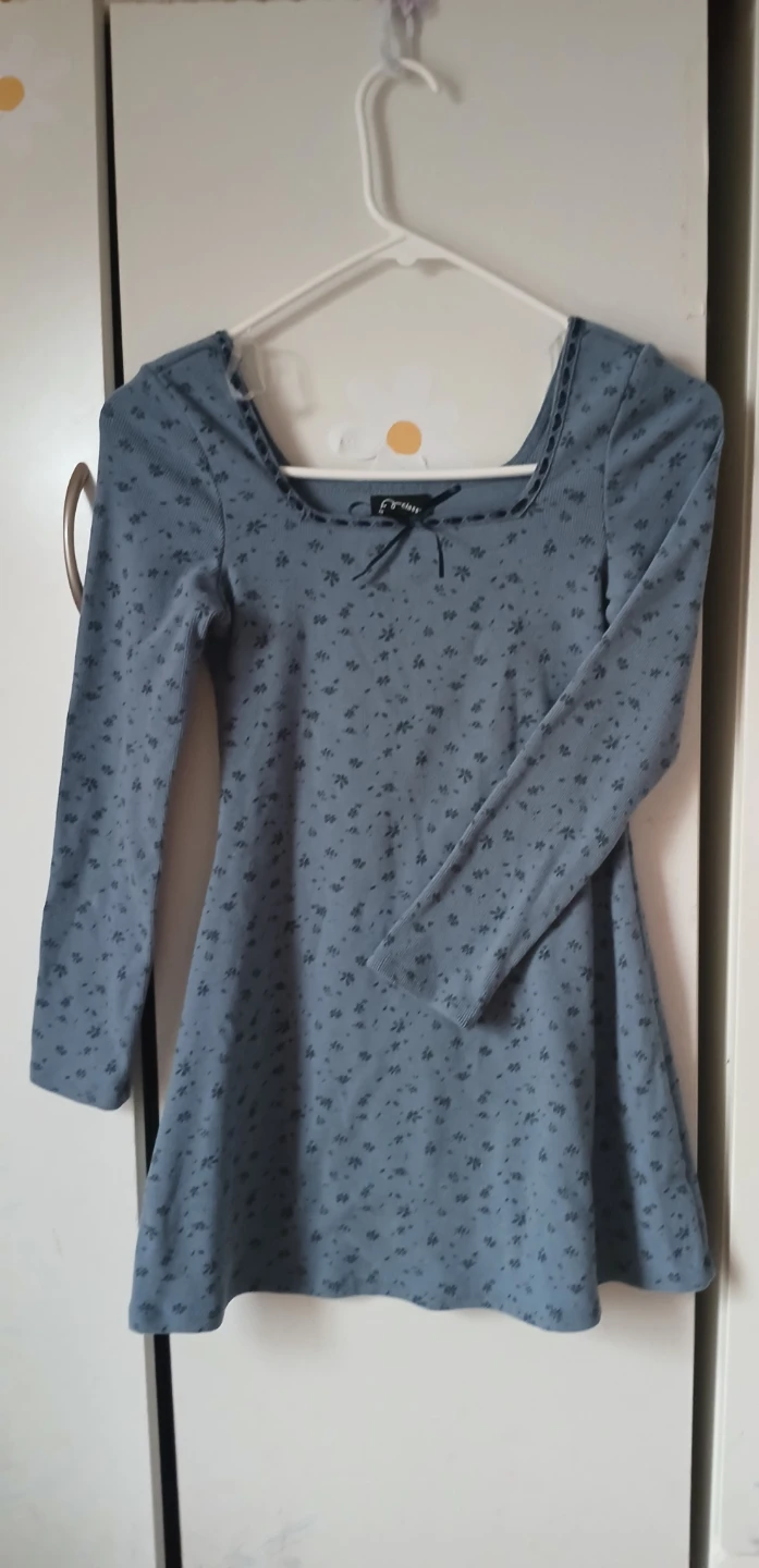 Juniors' Blue Floral Print Dress