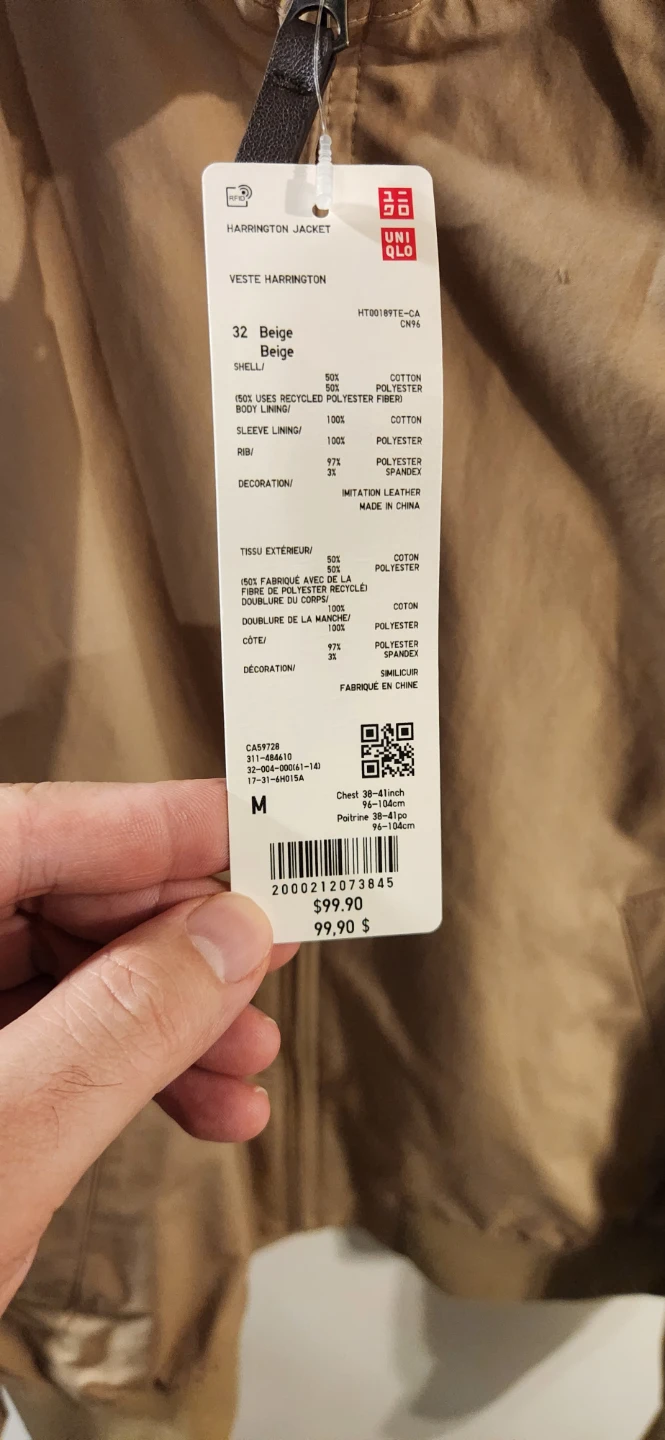UNIQLO Harrington Jacket Beige Size M - photo 2