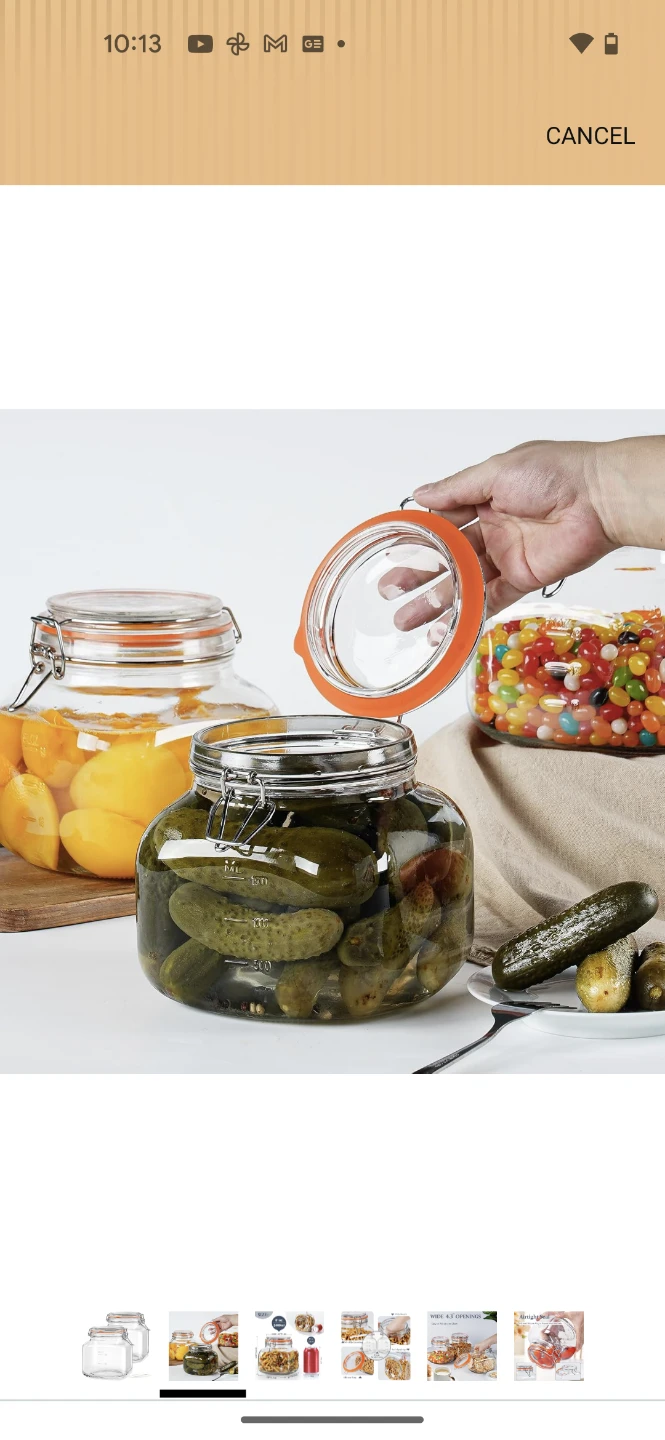 Qianfenie 81oz Glass Jars with Airtight Lids - 2 Pack