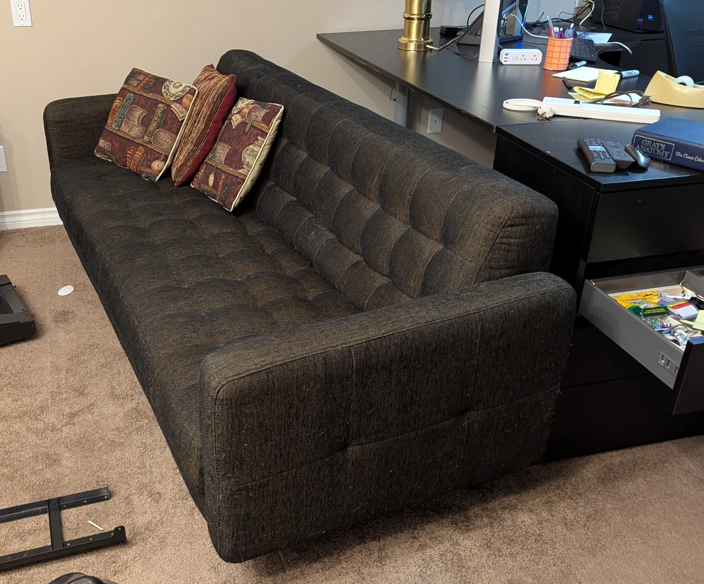Brown mid-century modern couch - photo 3