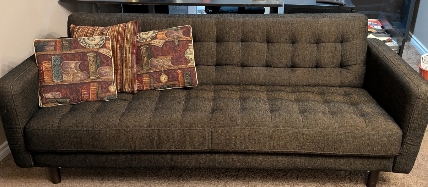 Brown mid-century modern couch - photo 4
