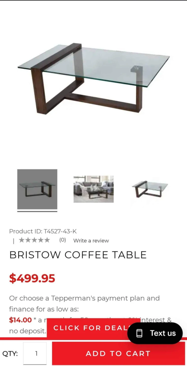Bristow Coffee Table with Glass Top - photo 3