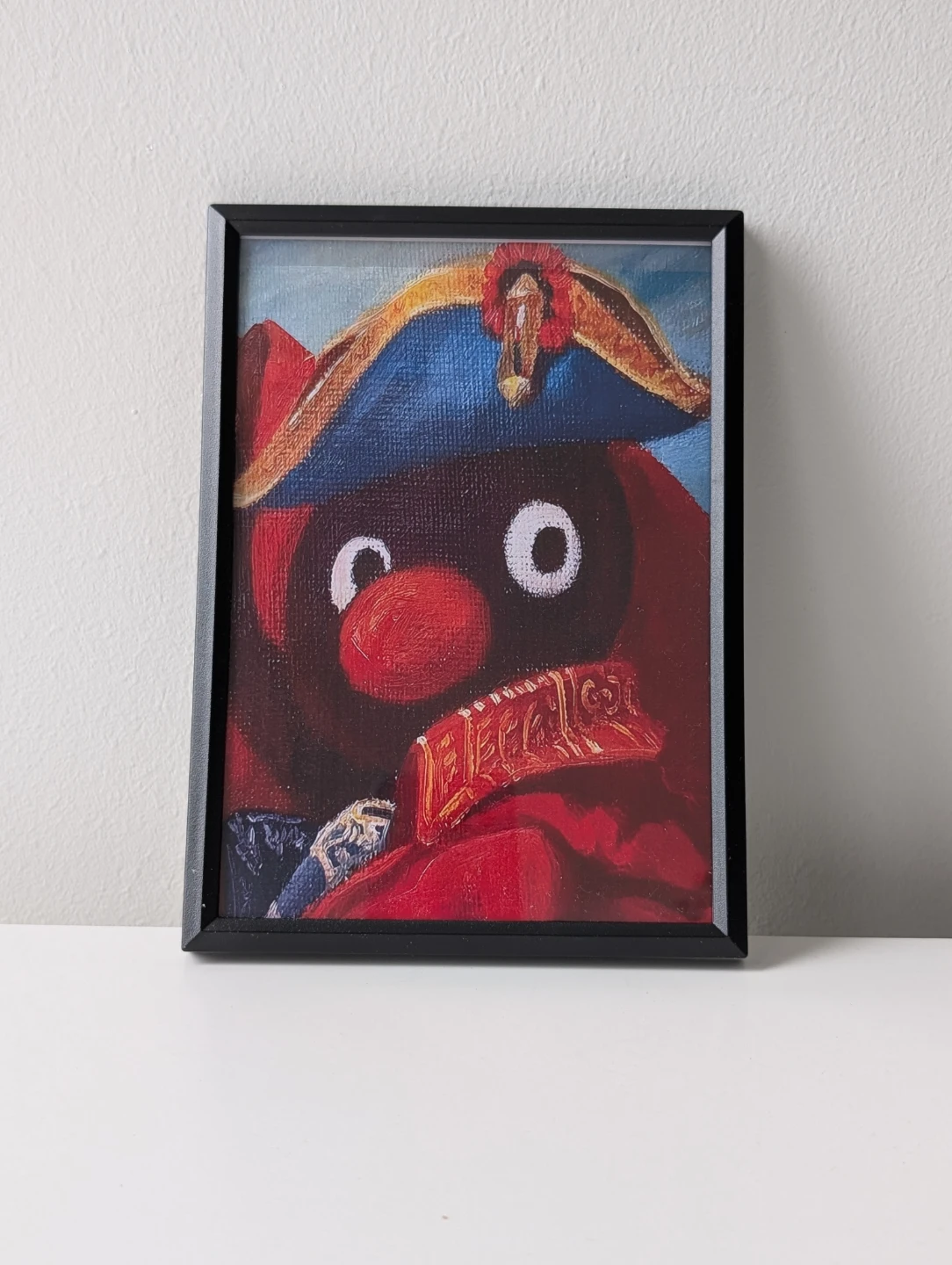 Framed Pingu print in Napoleonic Hat 13x18cm