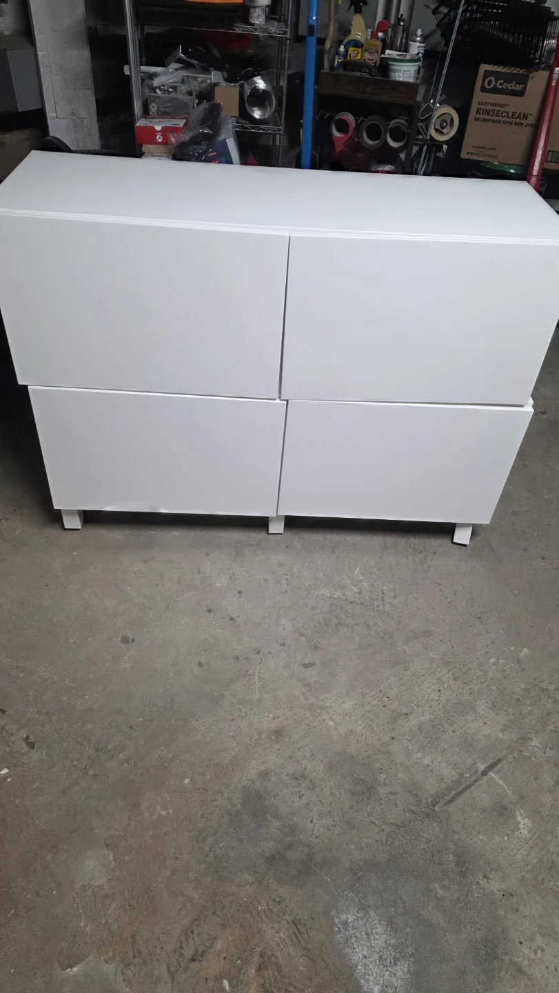 White Storage Cabinet with Doors and Shelves