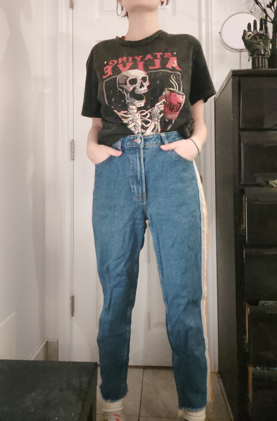 100% Cotton Light Blue Jeans, Mom Fit