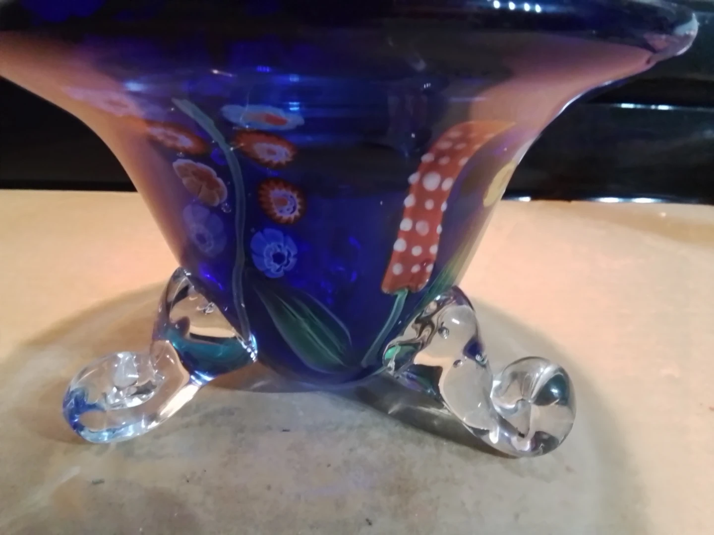 Murano hand made footed glass bowl 6.5 by 4 inches - photo 2