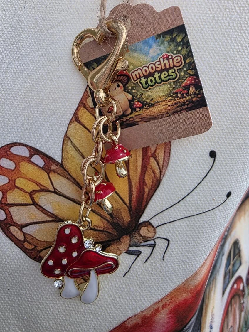 Mooshie Totes Canvas Tote Bag with Mushroom & Butterfly Design - photo 2