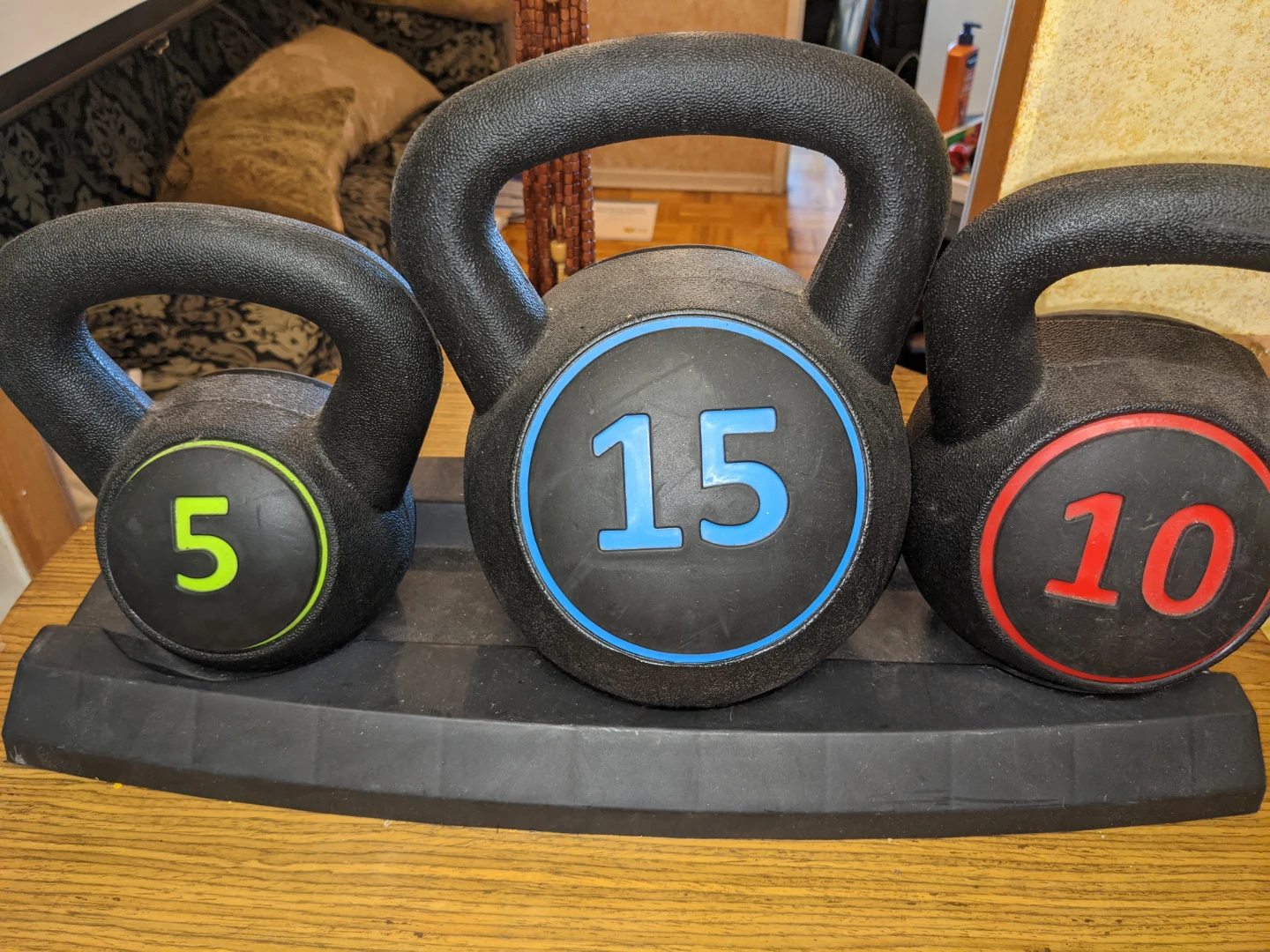 Kettlebell Set with Stand (5, 10, 15 lbs)