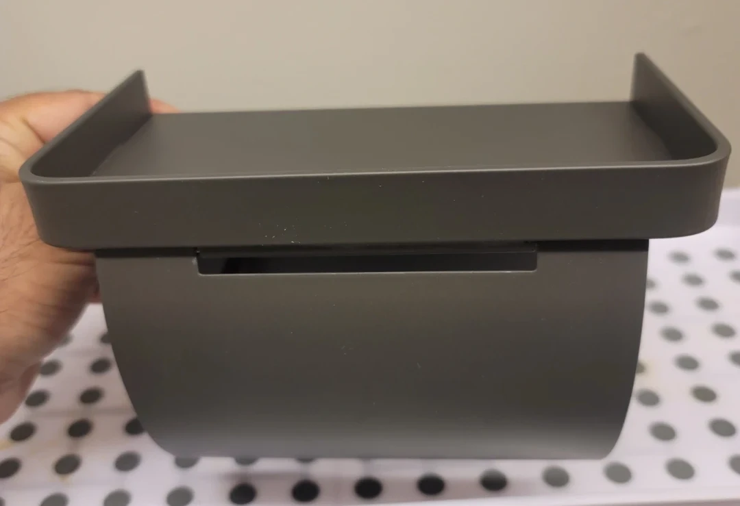 Grey Metal Toilet Paper Holder with Shelf - photo 2