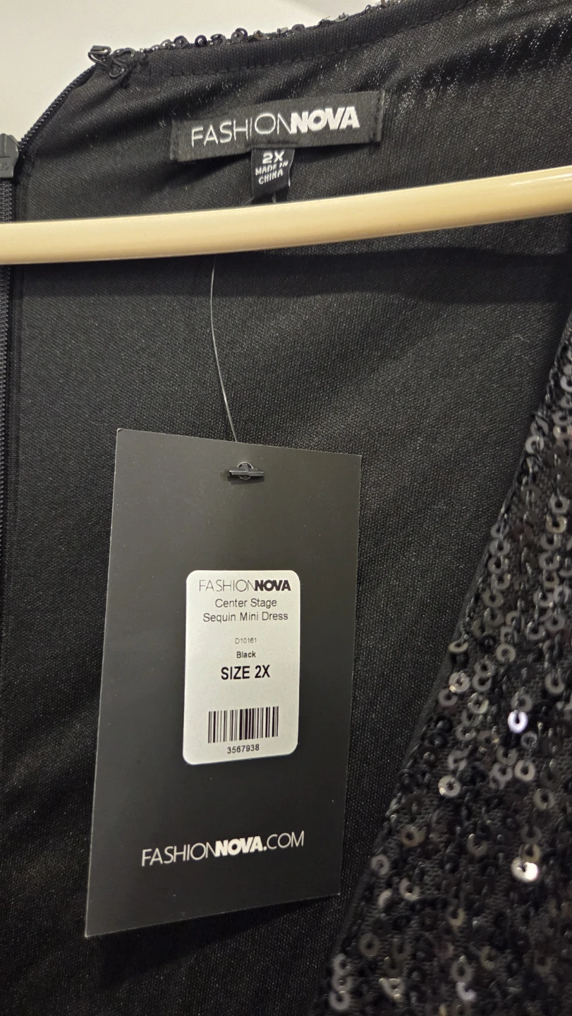 Fashion Nova Sequin Mini Dress Black Size 2X - photo 2