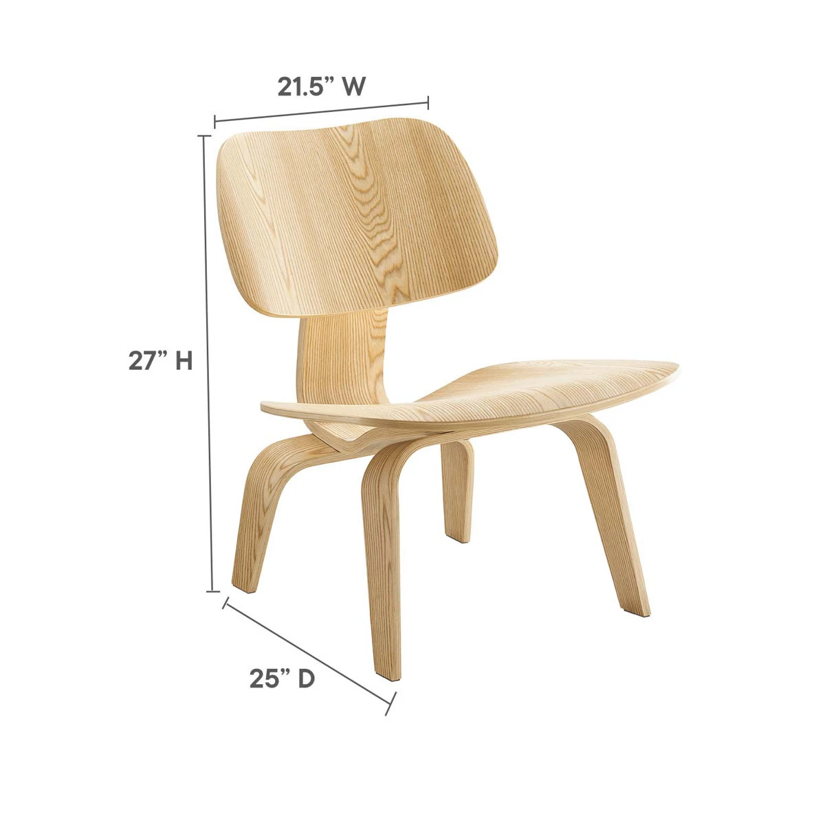 Modway Moulded Plywood Lounge Chair - Natural - photo 3