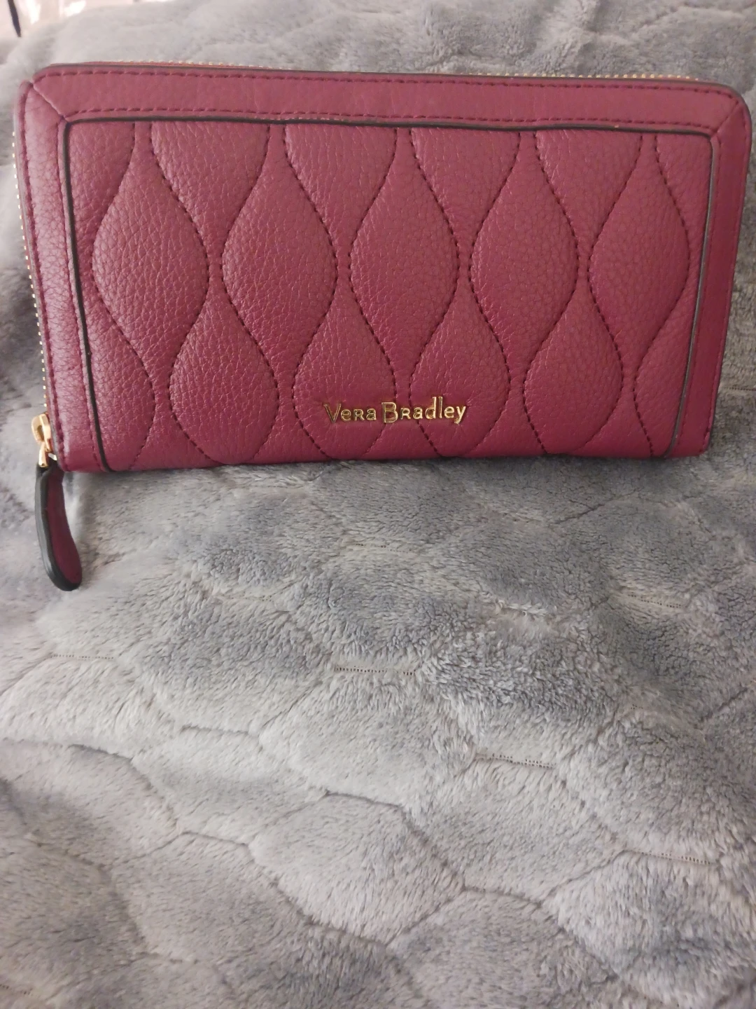 Vera Bradley Burgundy Quilted Zip Around Wallet