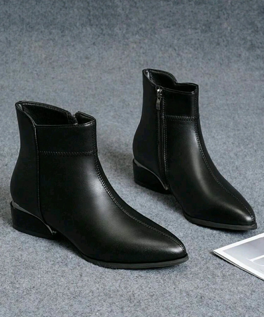 🧡 Black Boots with side Zippers - photo 2