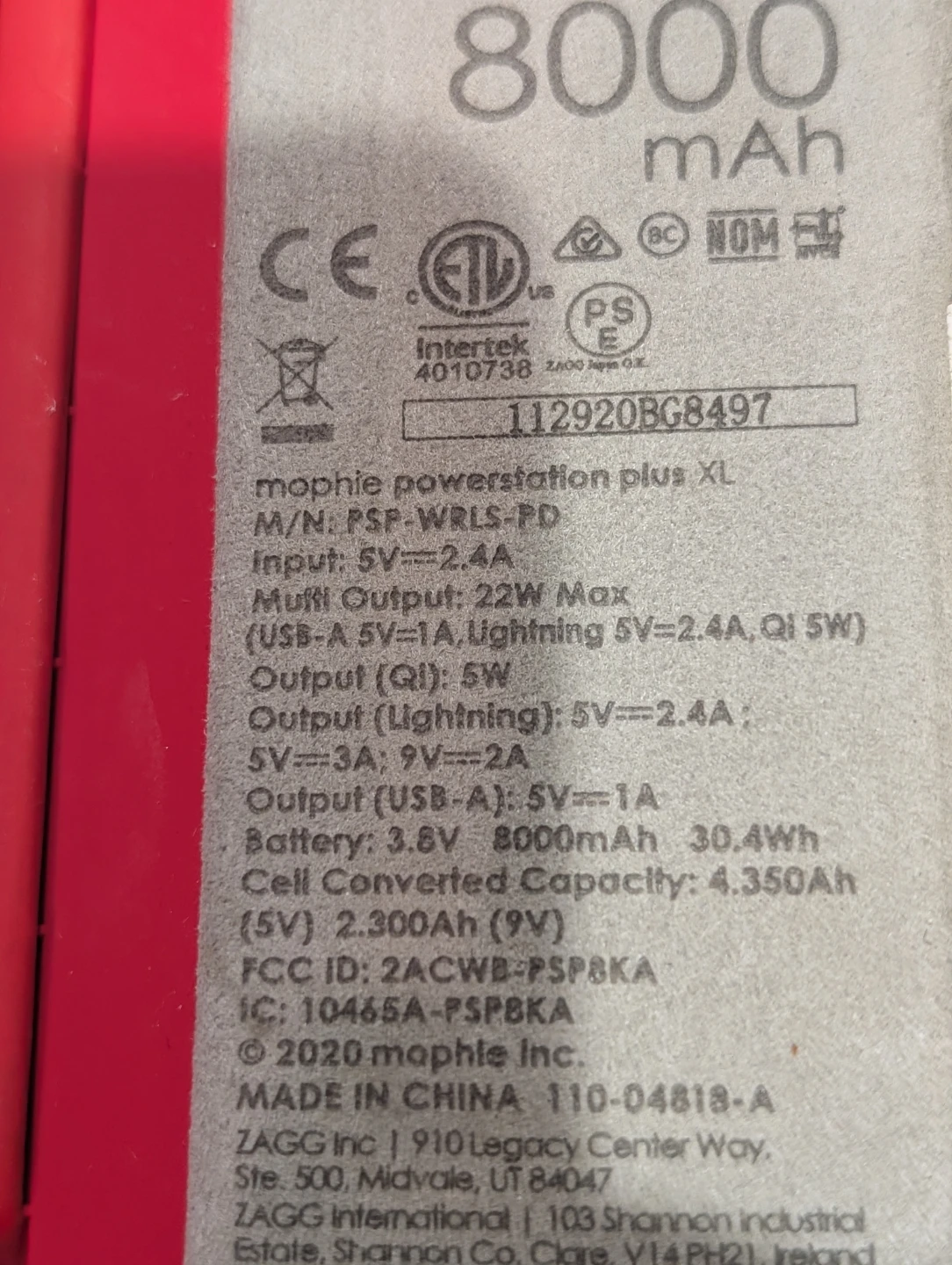 Supreme mophie powerstation plus XL 8000 mAh Portable Charger - photo 2