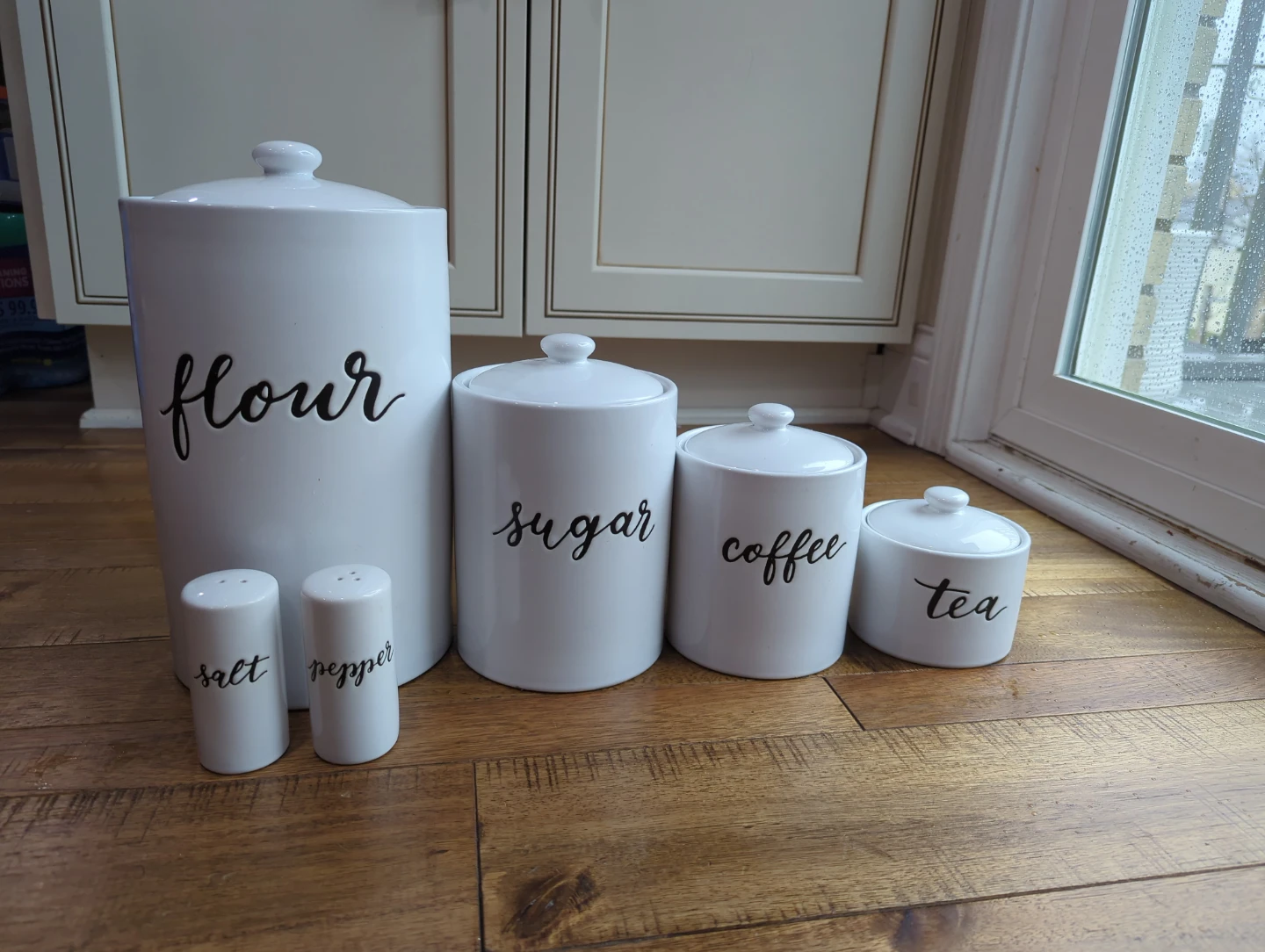 White Ceramic Kitchen Canister Set