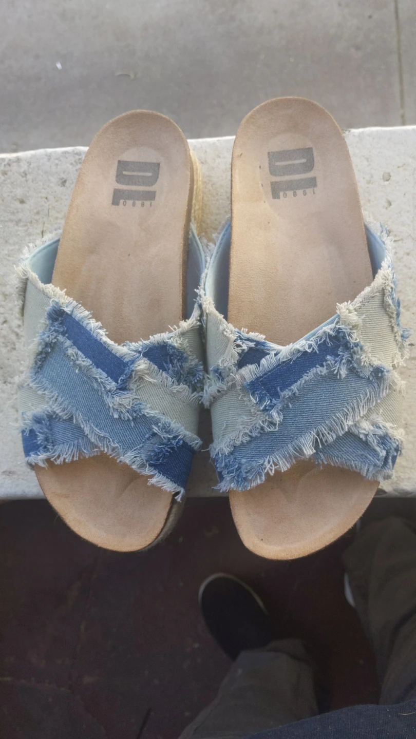 DL Sport Denim Platform Slide Sandals