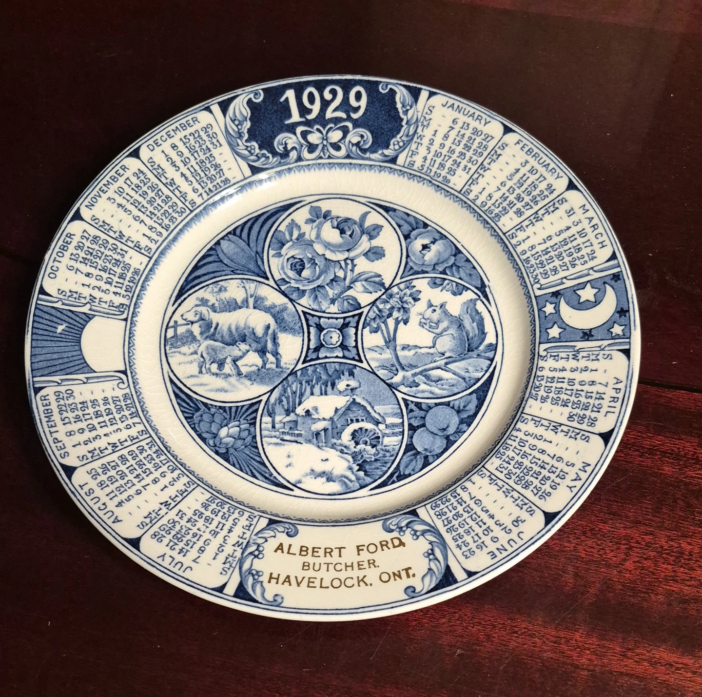 1929 Antique Decorative Calendar Plate - Woods Burslem England