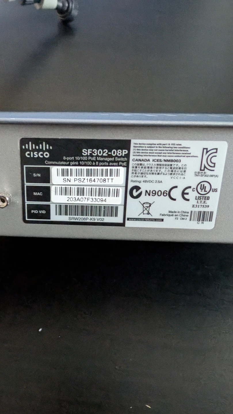Cisco SF302-08P 8-Port 10/100/1000 PoE Managed Switch