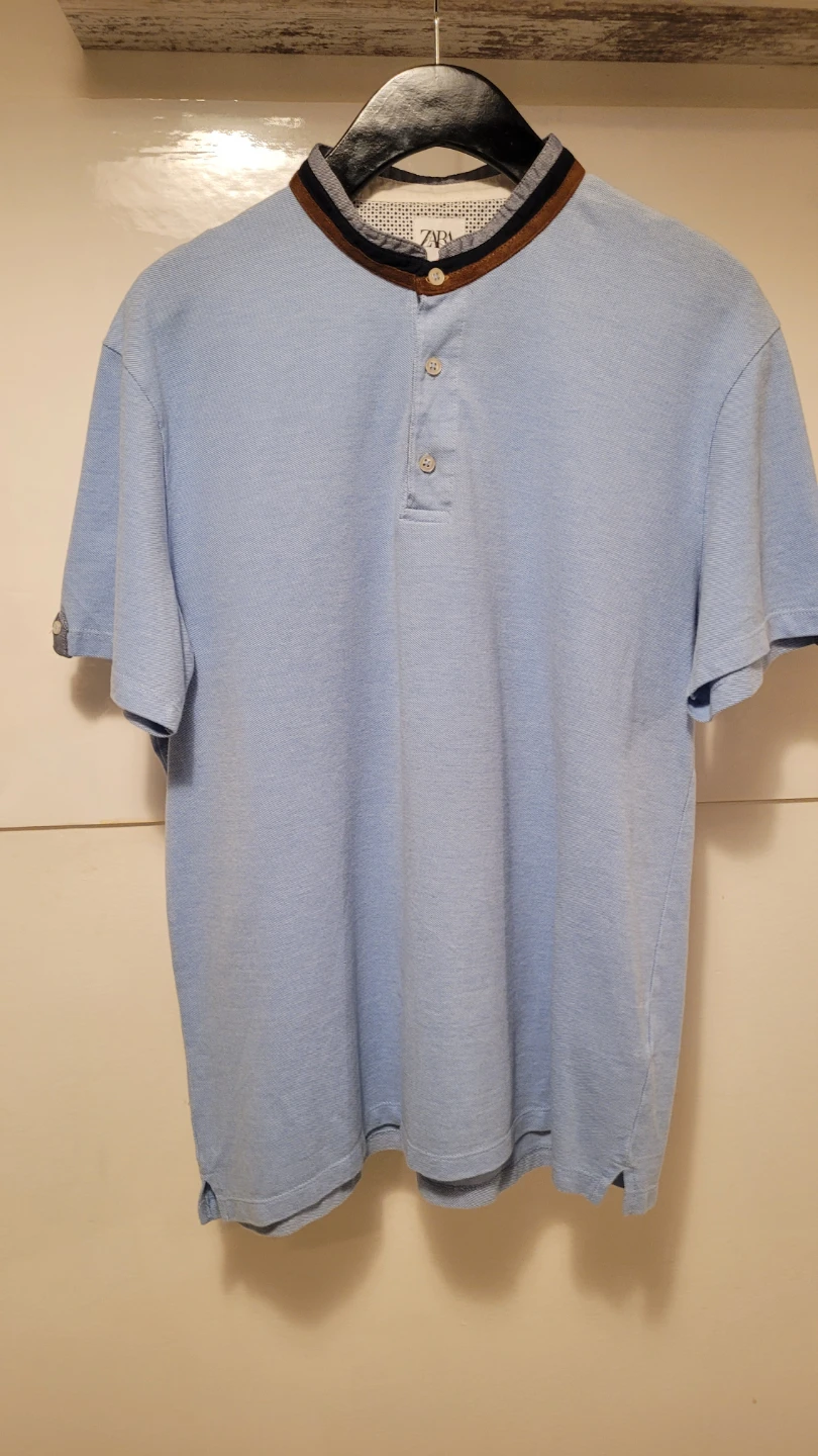 Zara Blue Henley Polo Shirt - Size M/L - photo 2