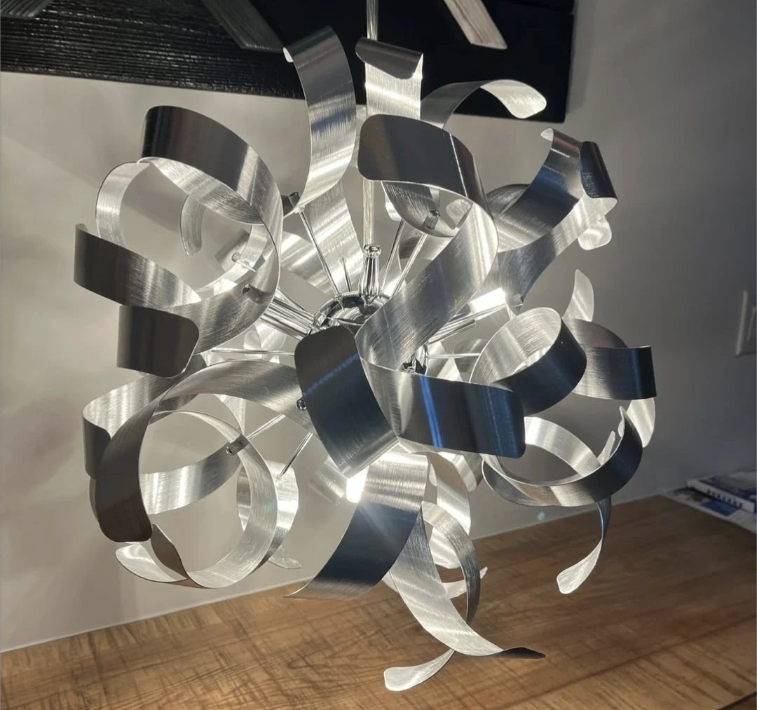 Modern Sculptural Brushed Aluminium Pendant Light - photo 5