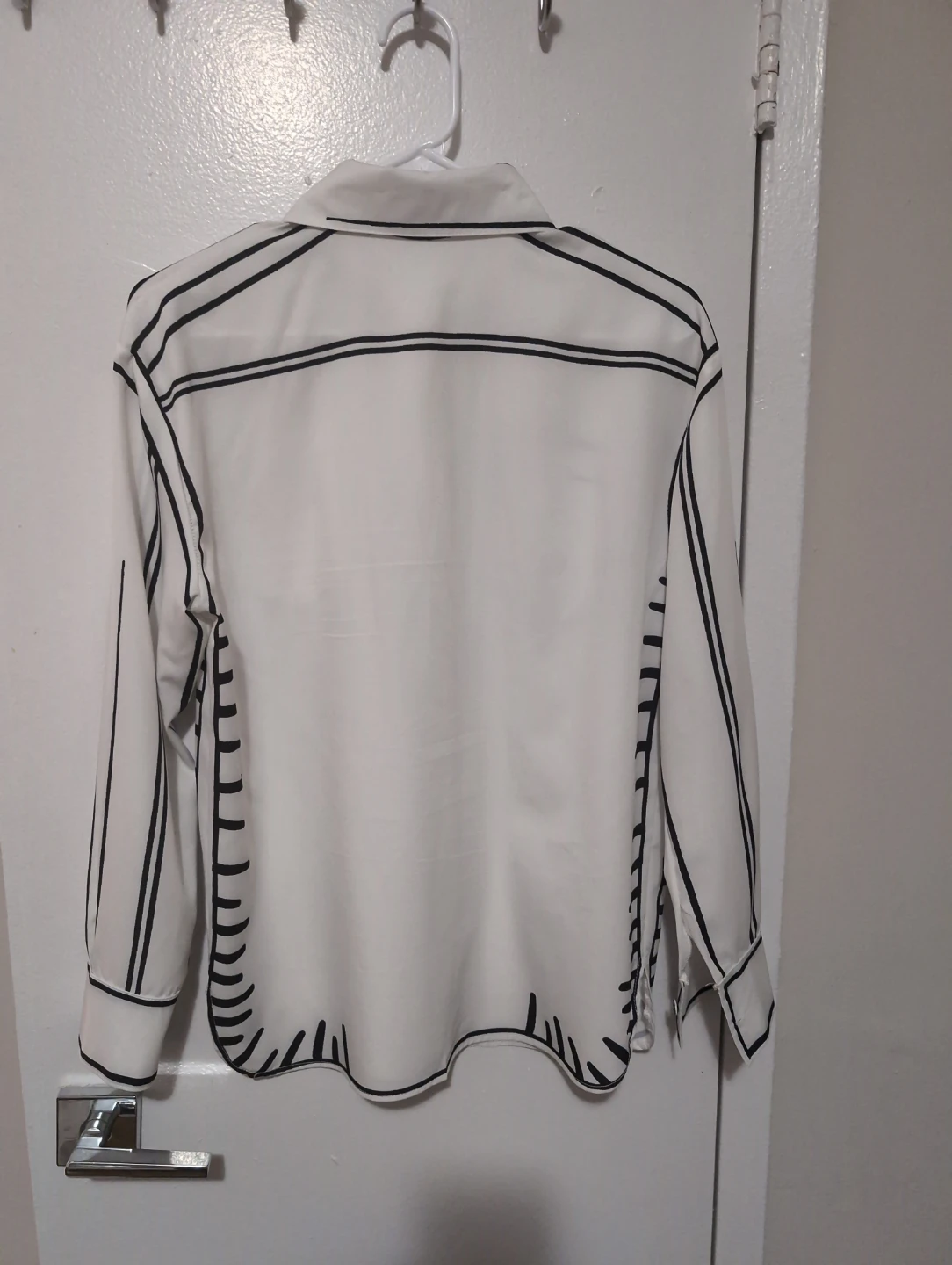 White Cartoon Print Button-Up Shirt - photo 2